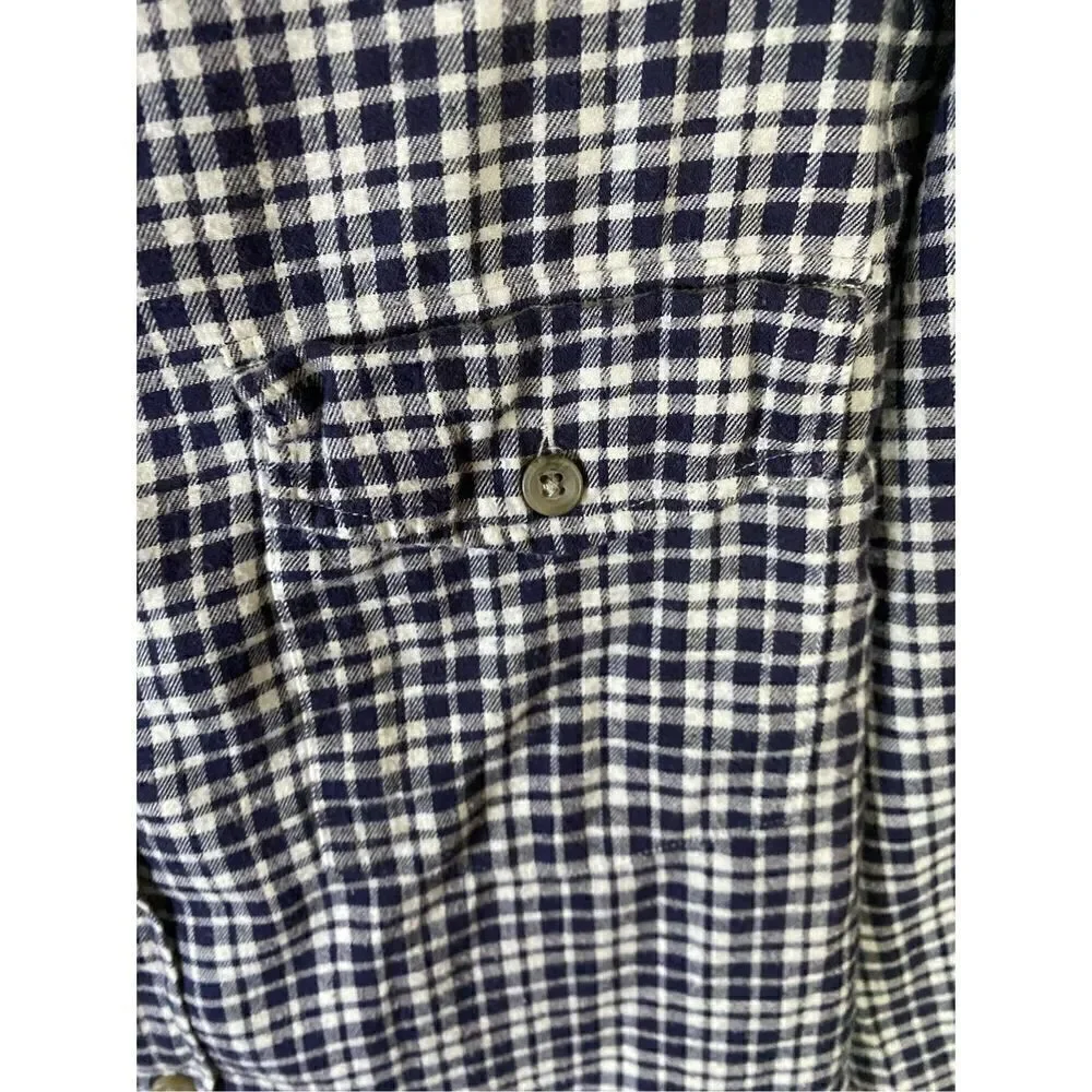 J.Crew Mercantile flex men’s blue and white plaid checkered flannel size med